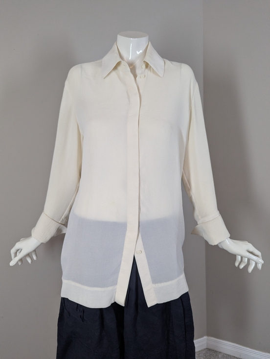 COS Cream Blouse Minimalist Button Up Shirt Oversized Chic Top Small - Picture 2 of 9